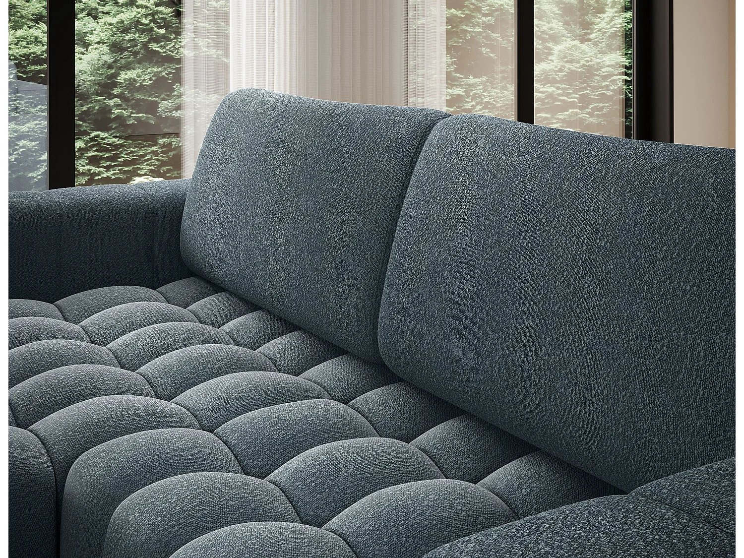 Sofá esquinero Bozen – Elegancia, confort tejido acolchado-Azul pato-Ángulo izquierdo