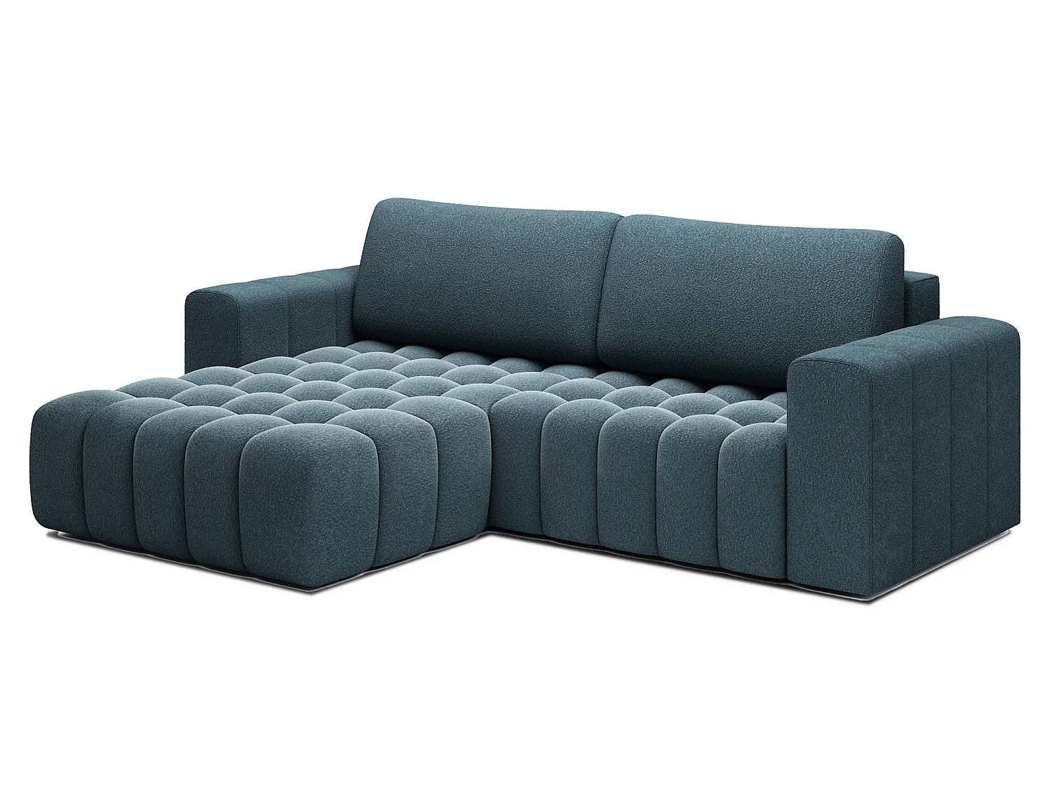 Sofá esquinero Bozen – Elegancia, confort tejido acolchado-Azul pato-Ángulo izquierdo