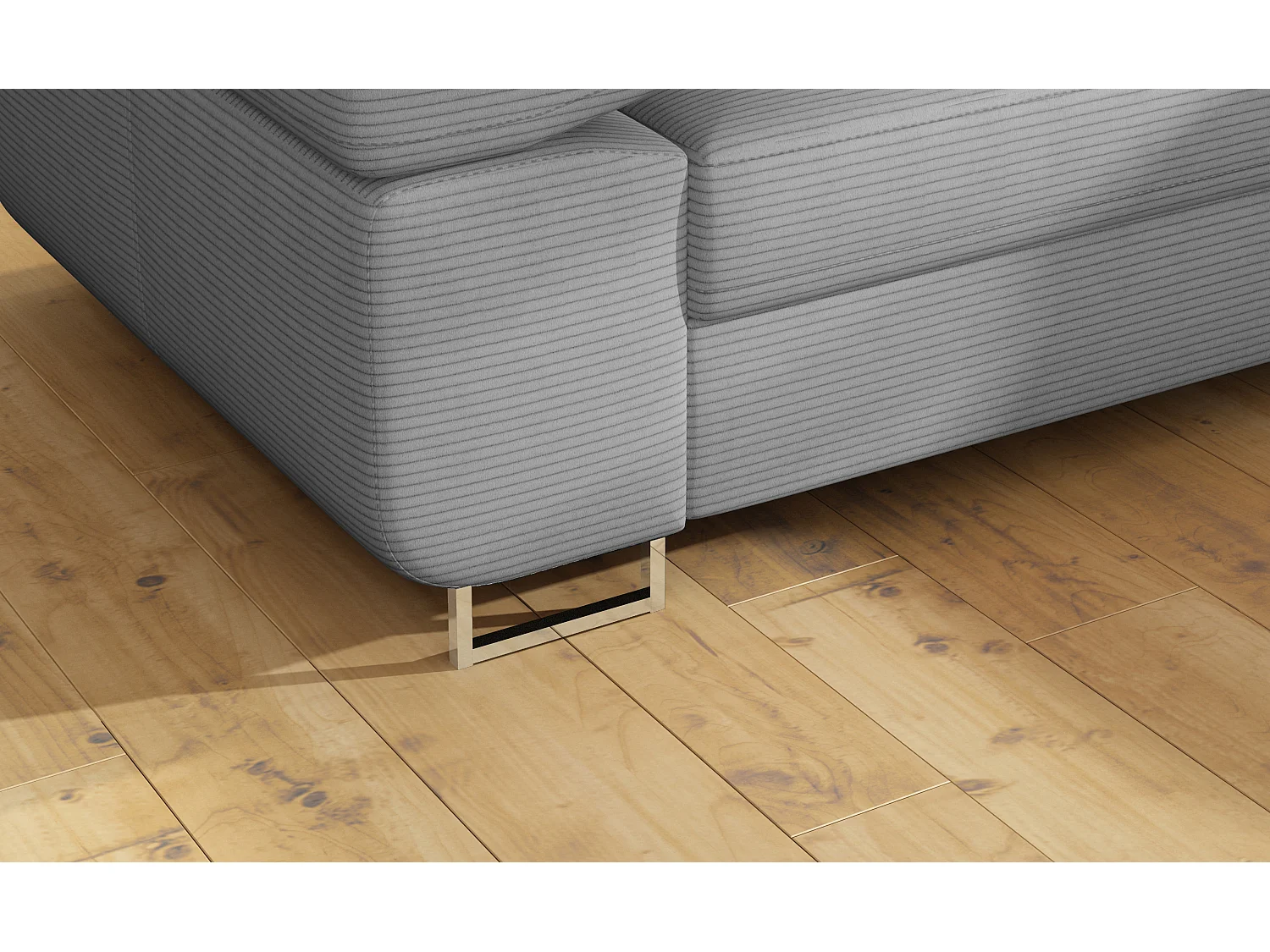 Canapé d’angle convertible MARKA en tissu avec coffre et têtières réglables – 272cm-Gris clair-angle gauche
