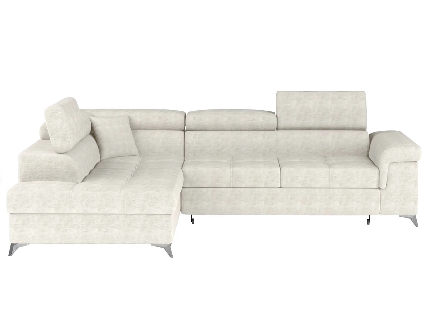 Sofá esquinero convertible de tela MARIDO - Almacenamiento y reposacabezas ajustables-Beige claro-Ángulo izquierdo