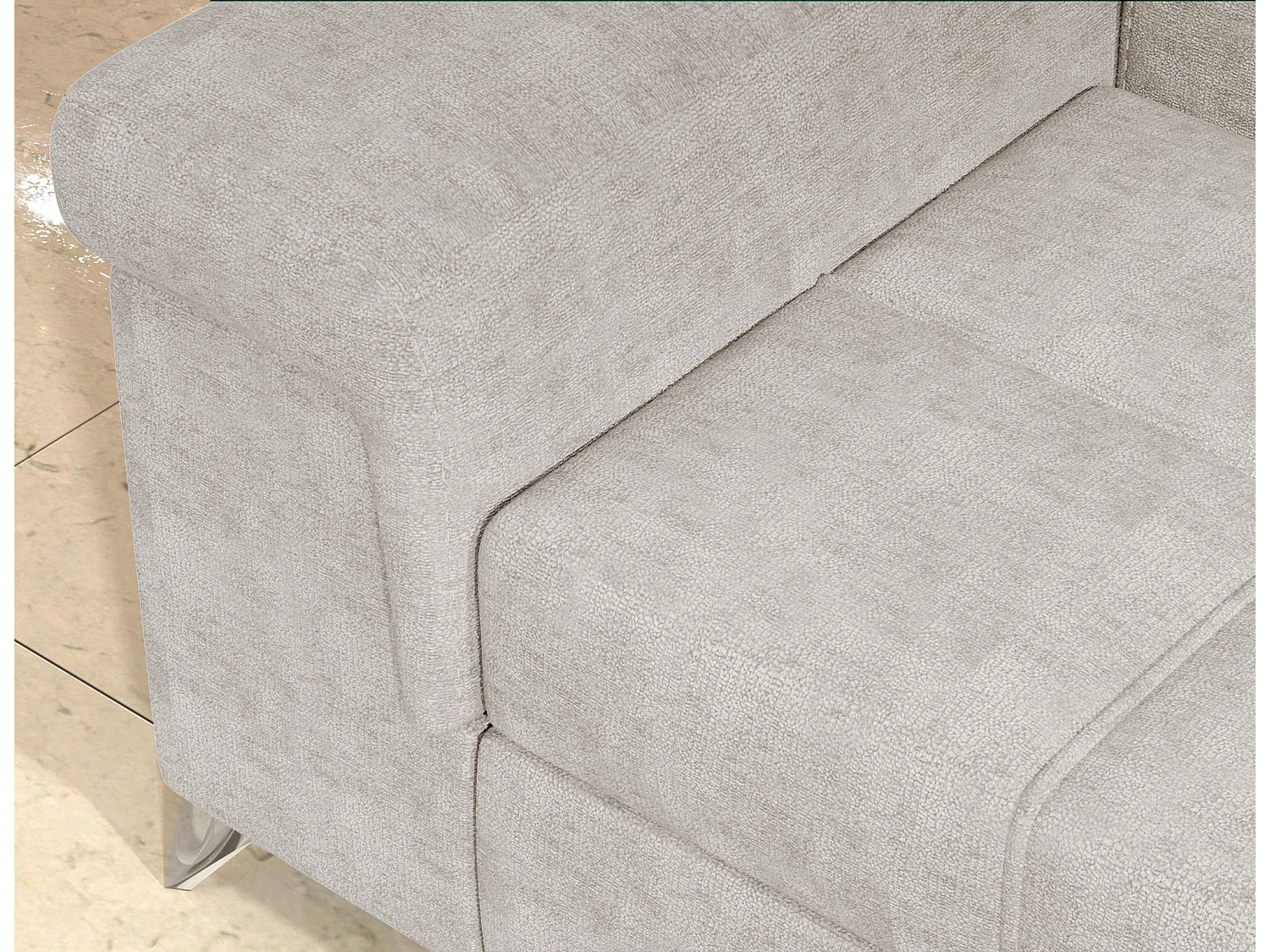 Sofá esquinero convertible de tela MARIDO - Almacenamiento y reposacabezas ajustables-Beige claro-Ángulo izquierdo