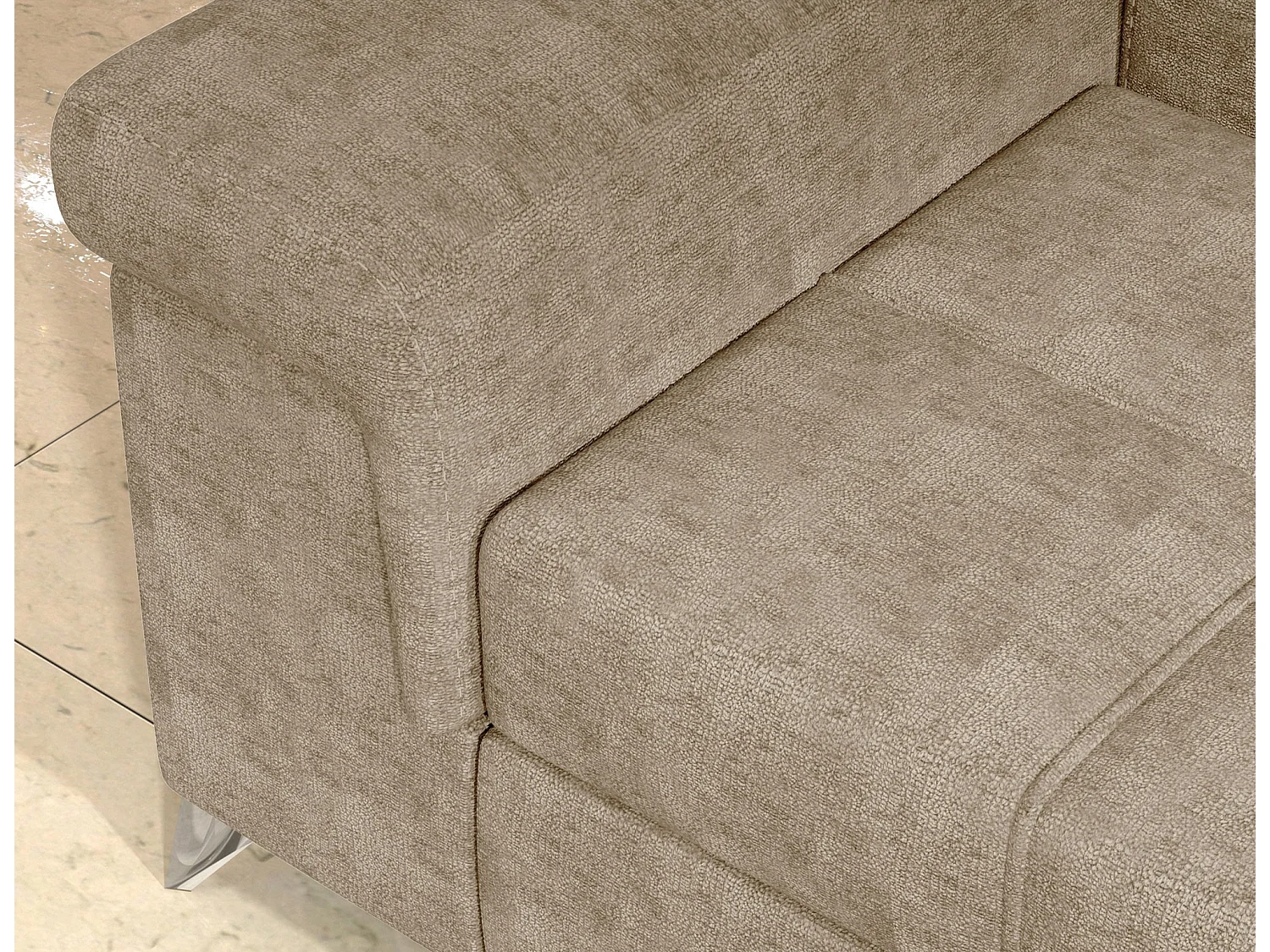 Canapé d’angle convertible MARIDO en tissu avec coffre et têtières réglables – 275cm-Beige foncé-angle gauche