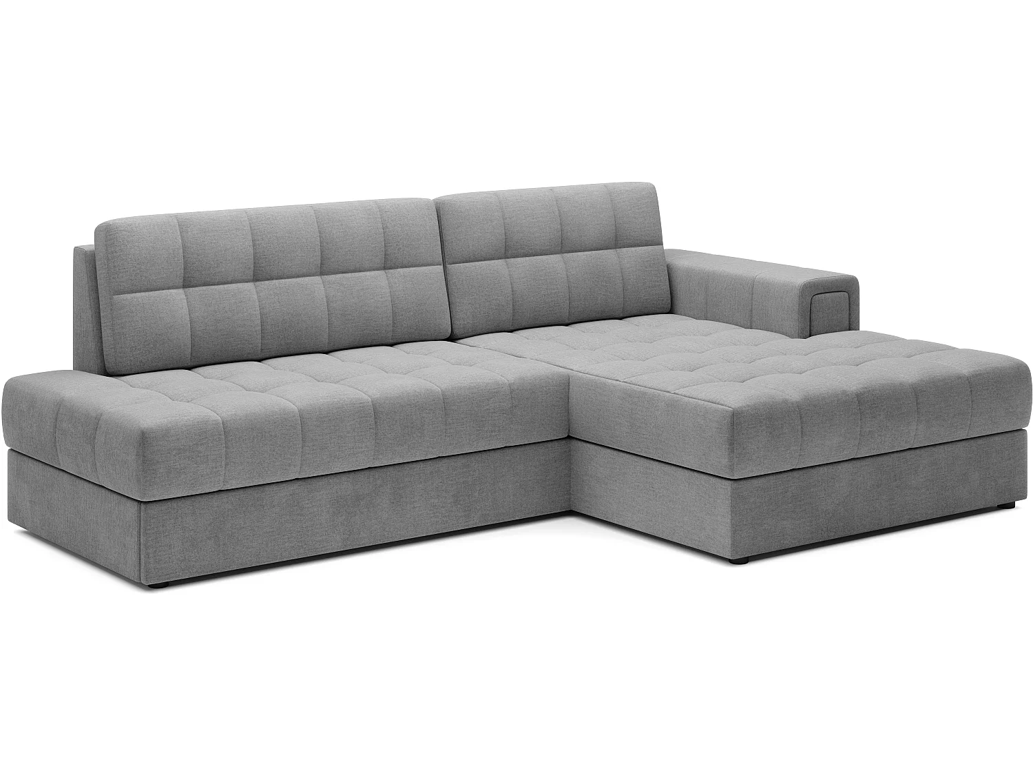 Canapé d’angle convertible KELLY en velours avec coffre – 240cm-Gris clair-Méridienne A droite