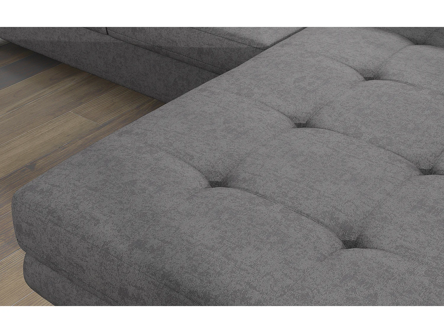 Canapé d’angle convertible KALIZO en velours avec coffre et têtières réglables – 289cm-Gris-angle droit