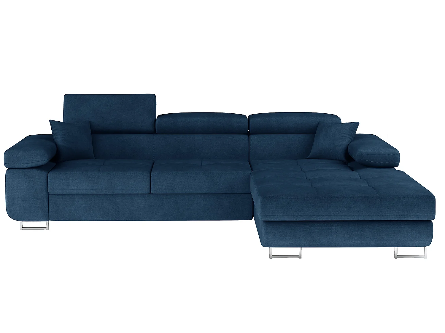 Canapé d’angle convertible KALIZO en velours avec coffre et têtières réglables – 289cm-Gris-angle droit