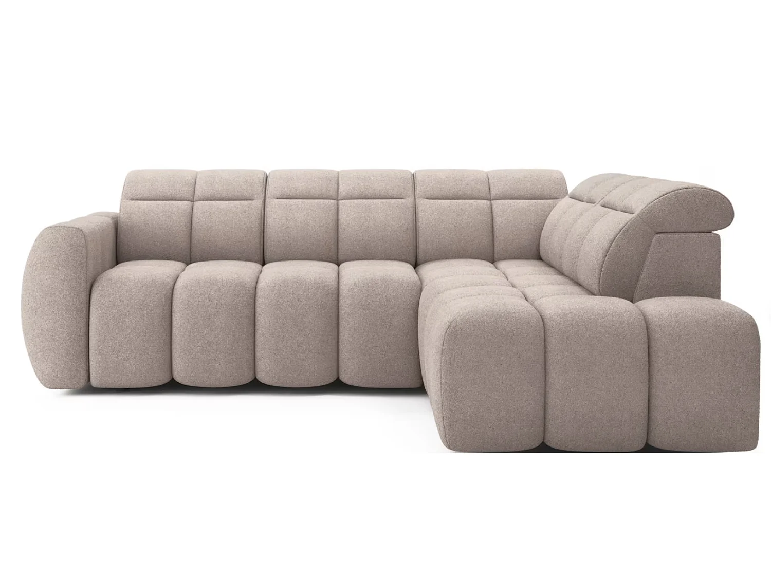 Canapé d’angle convertible 4 places BOBOON en tissu avec coffre de rangement – 258cm-Marron clair-angle droit