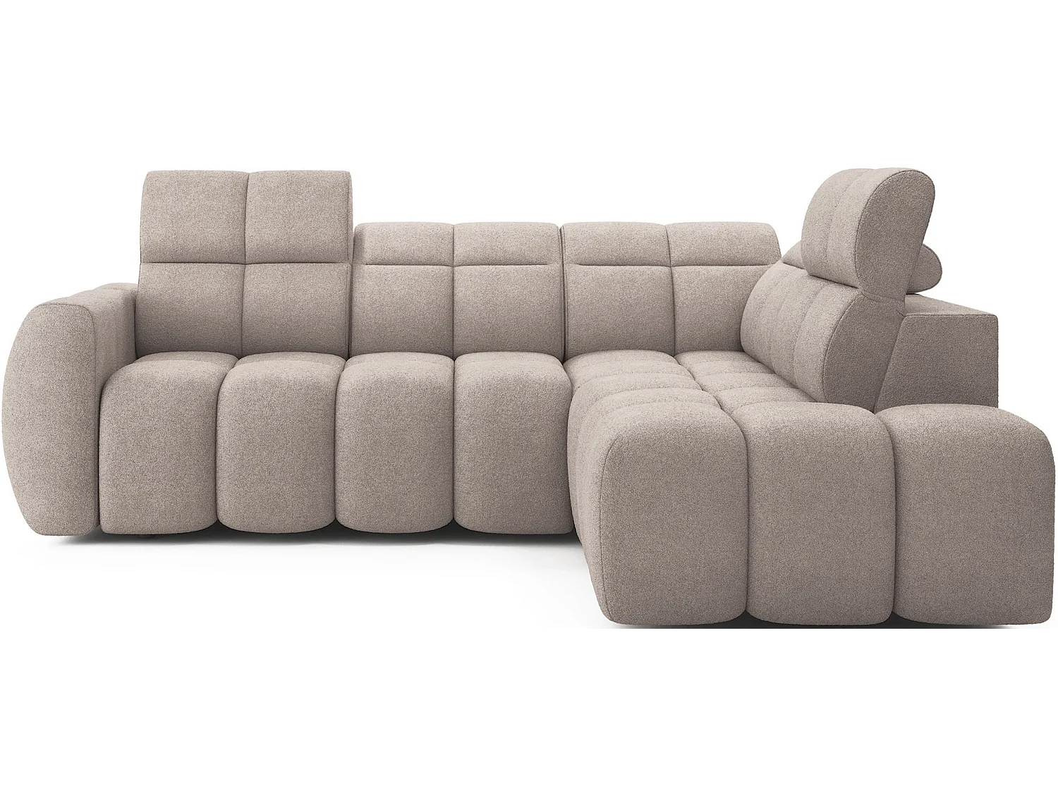Canapé d’angle convertible 4 places BOBOON en tissu avec coffre de rangement – 258cm-Marron clair-angle droit