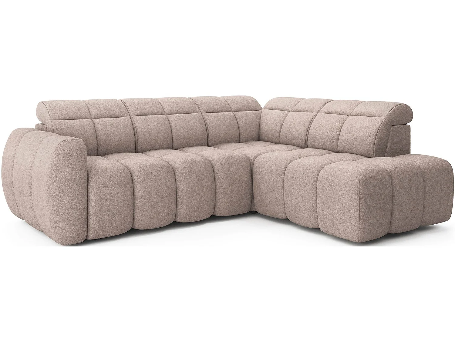 Canapé d’angle convertible 4 places BOBOON en tissu avec coffre de rangement – 258cm-Marron clair-angle droit