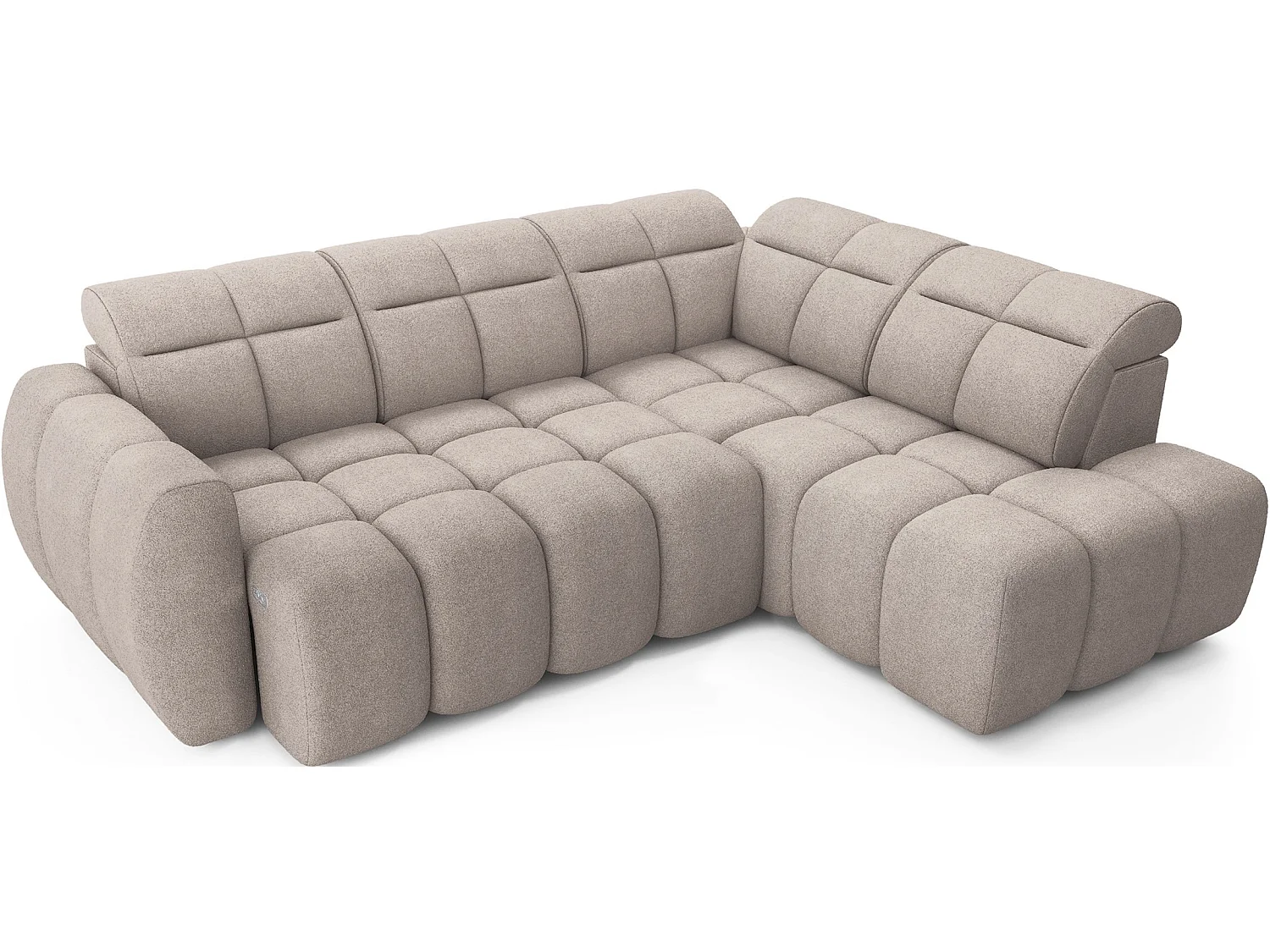 Canapé d’angle convertible 4 places BOBOON en tissu avec coffre de rangement – 258cm-Marron clair-angle droit