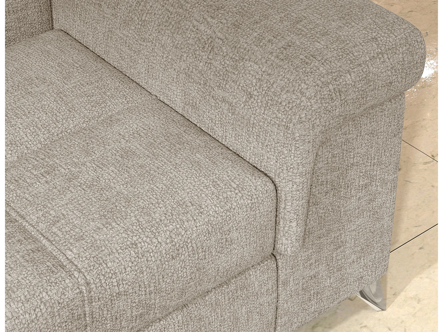 Canapé d’angle convertible MARIDO en tissu avec coffre et têtières réglables – 275cm-Beige-angle droit