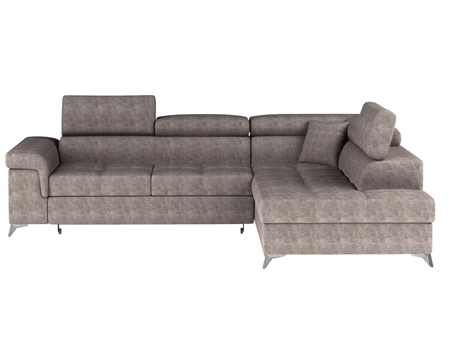 Canapé d’angle convertible MARIDO en tissu avec coffre et têtières réglables – 275cm-Marron clair-angle droit