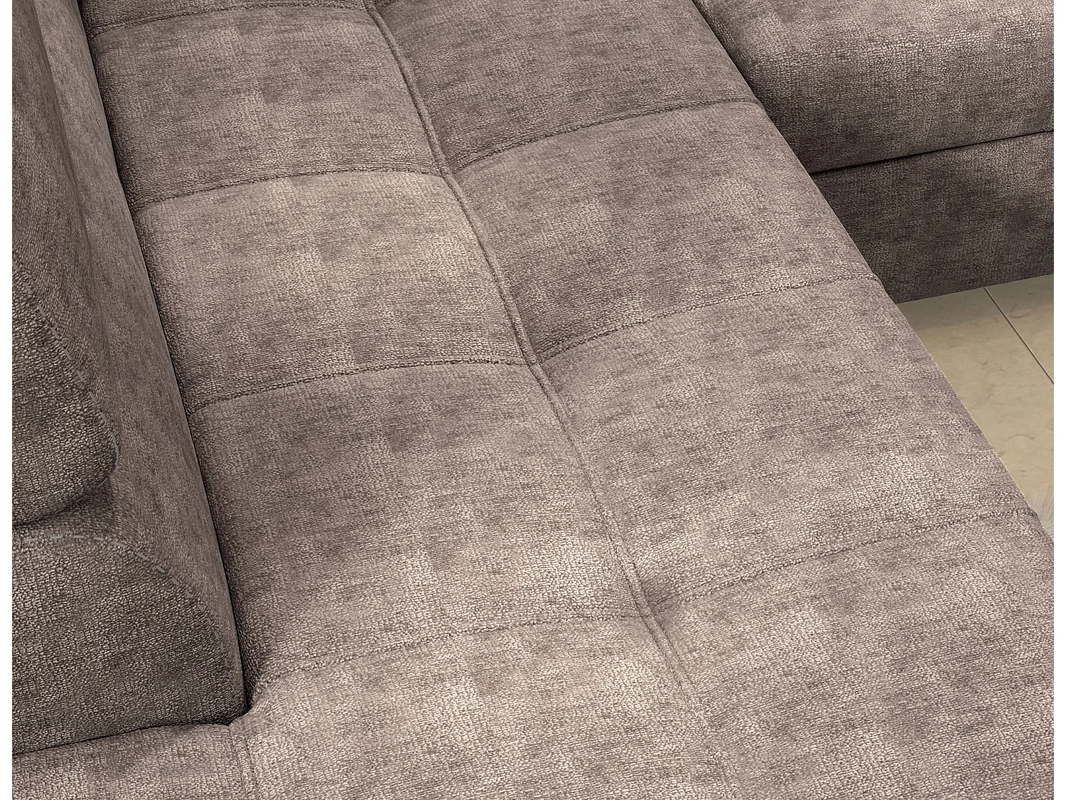 Canapé d’angle convertible MARIDO en tissu avec coffre et têtières réglables – 275cm-Marron clair-angle droit