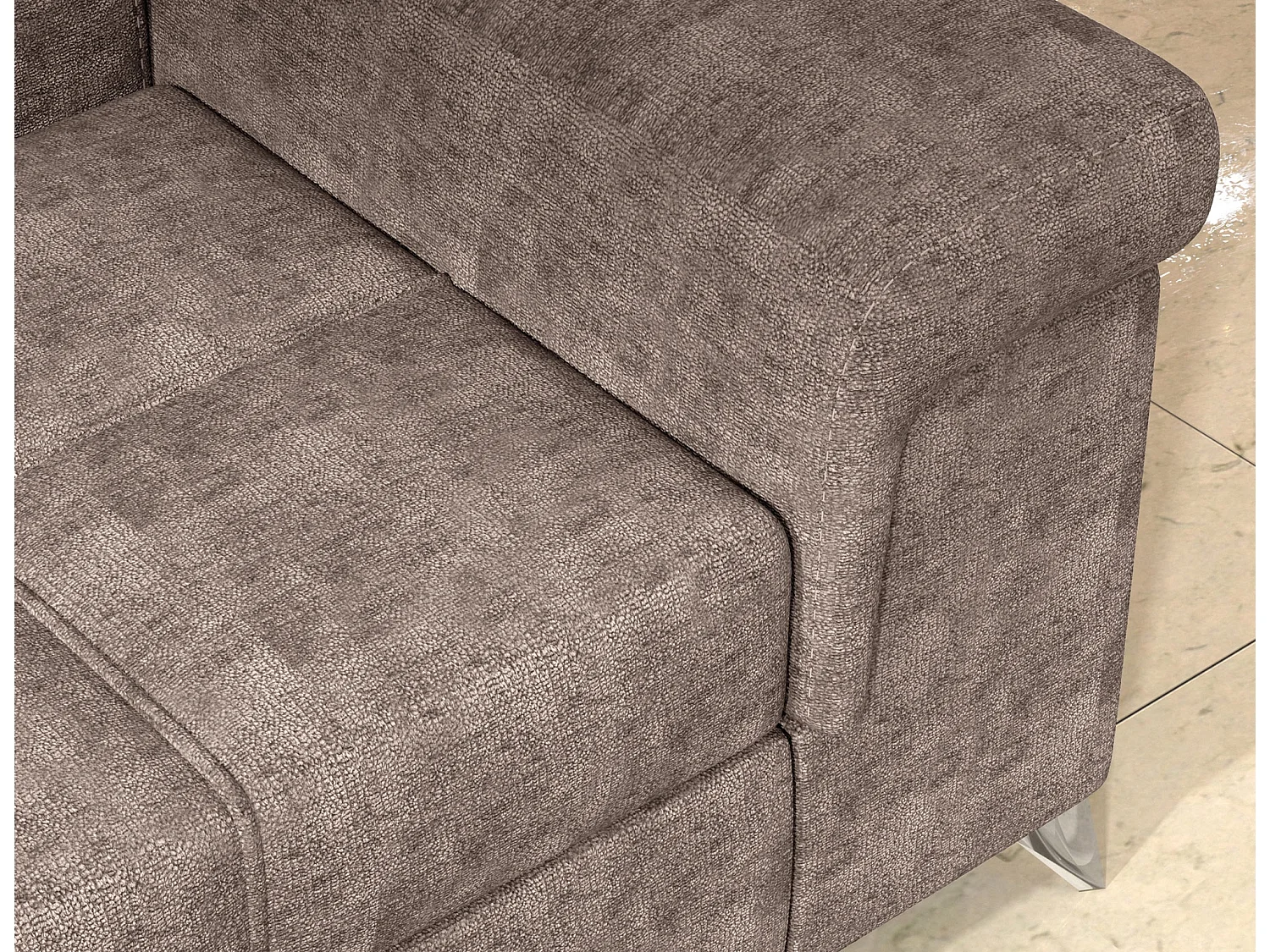 Canapé d’angle convertible MARIDO en tissu avec coffre et têtières réglables – 275cm-Marron clair-angle droit