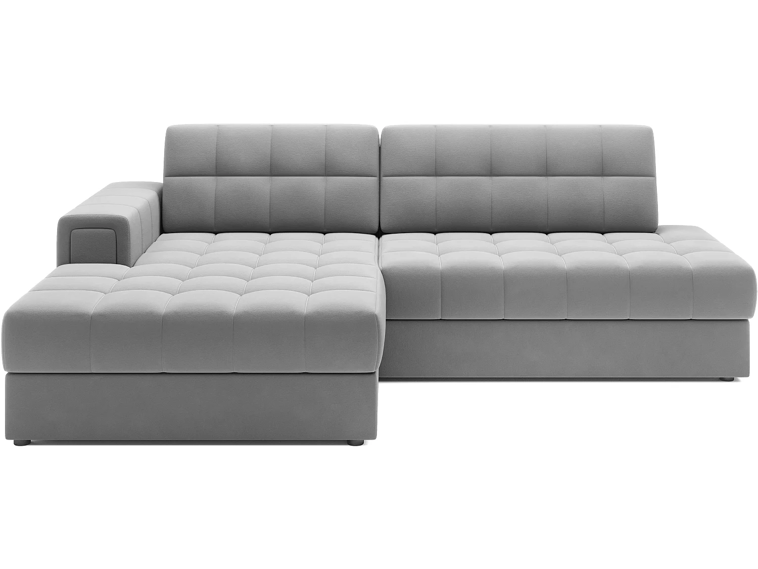 Canapé d’angle convertible KELLY en velours avec coffre – 240cm-Gris-Méridienne A droite