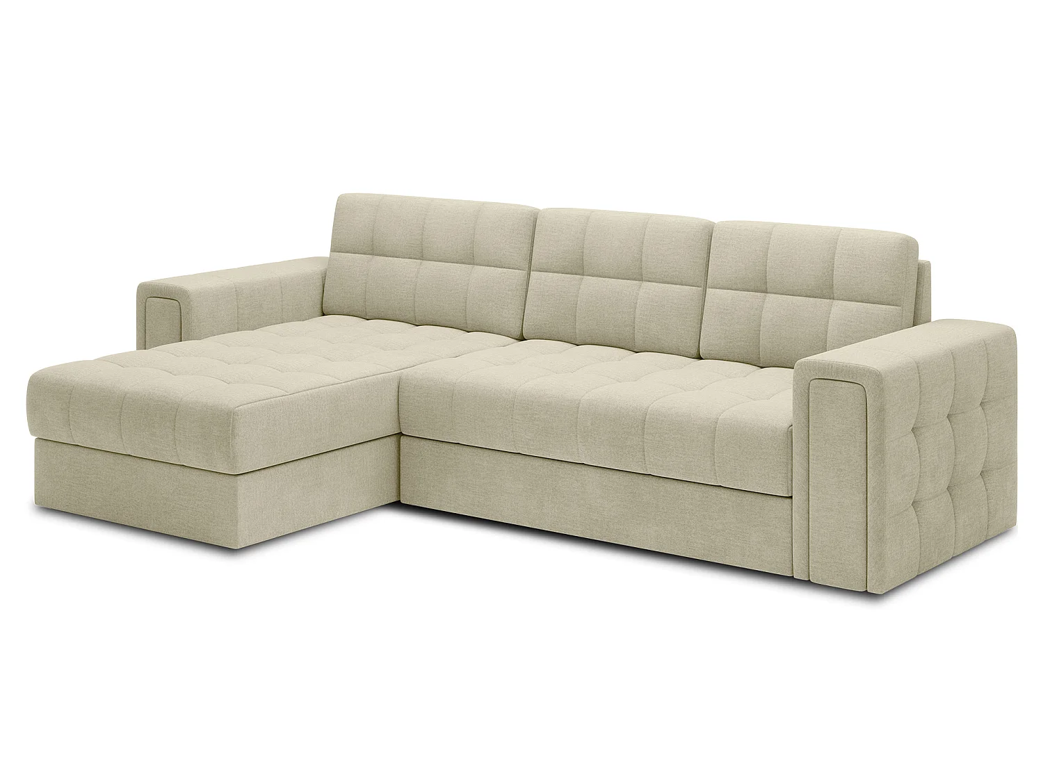 Canapé d’angle réversible convertible KLUMANN en velours – 260cm-Beige clair