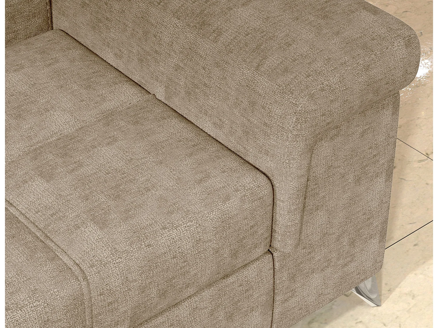 Canapé d’angle convertible MARIDO en tissu avec coffre et têtières réglables – 275cm-Beige foncé-angle droit