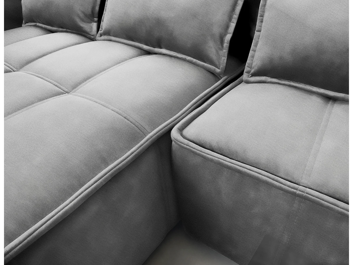 Canapé d’angle convertible 4 places KAMPUS en tissu effet cuir avec coffre de rangement – 265cm-Gris-angle gauche