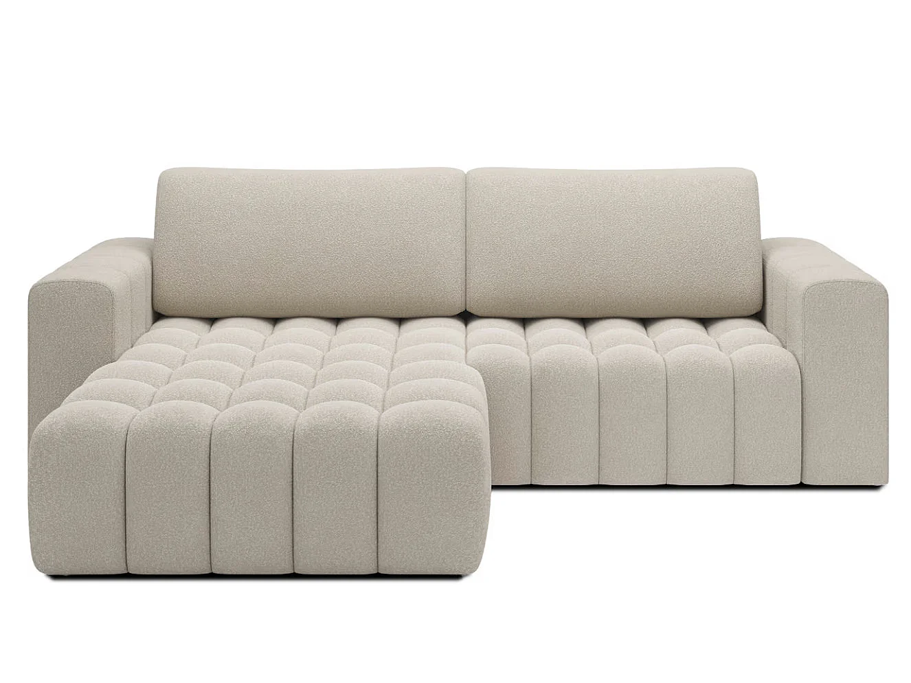 Sofá esquinero Bozen – Elegancia, confort tejido acolchado-Beige claro-Ángulo izquierdo