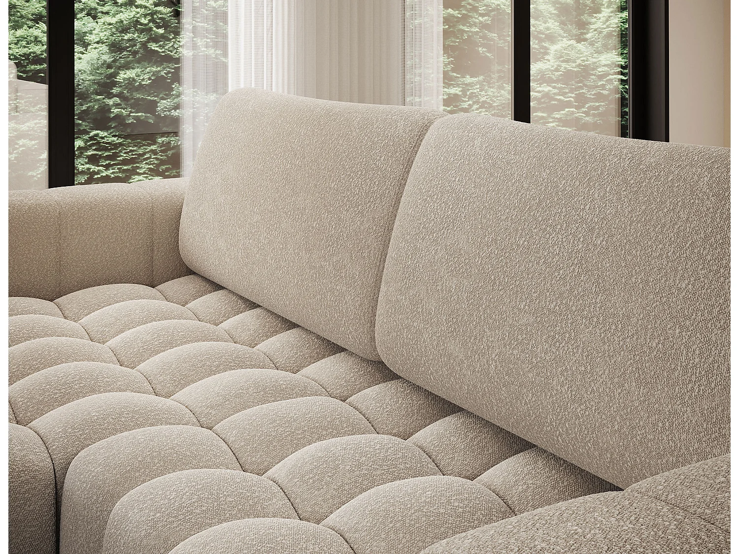 Sofá esquinero Bozen – Elegancia, confort tejido acolchado-Beige claro-Ángulo izquierdo