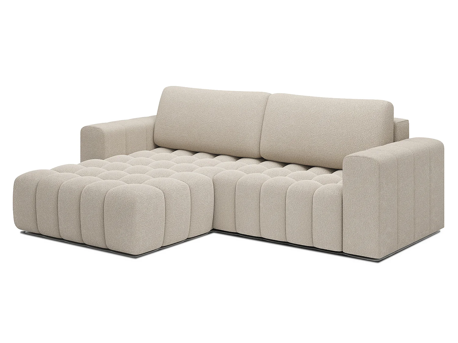Sofá esquinero Bozen – Elegancia, confort tejido acolchado-Beige claro-Ángulo izquierdo