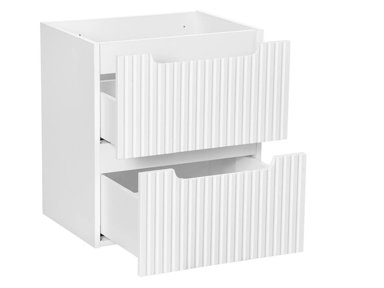 Ensemble salle de bain double vasque ovale blanche NOVA 150cm avec meubles suspendus et colonne-Blanc
