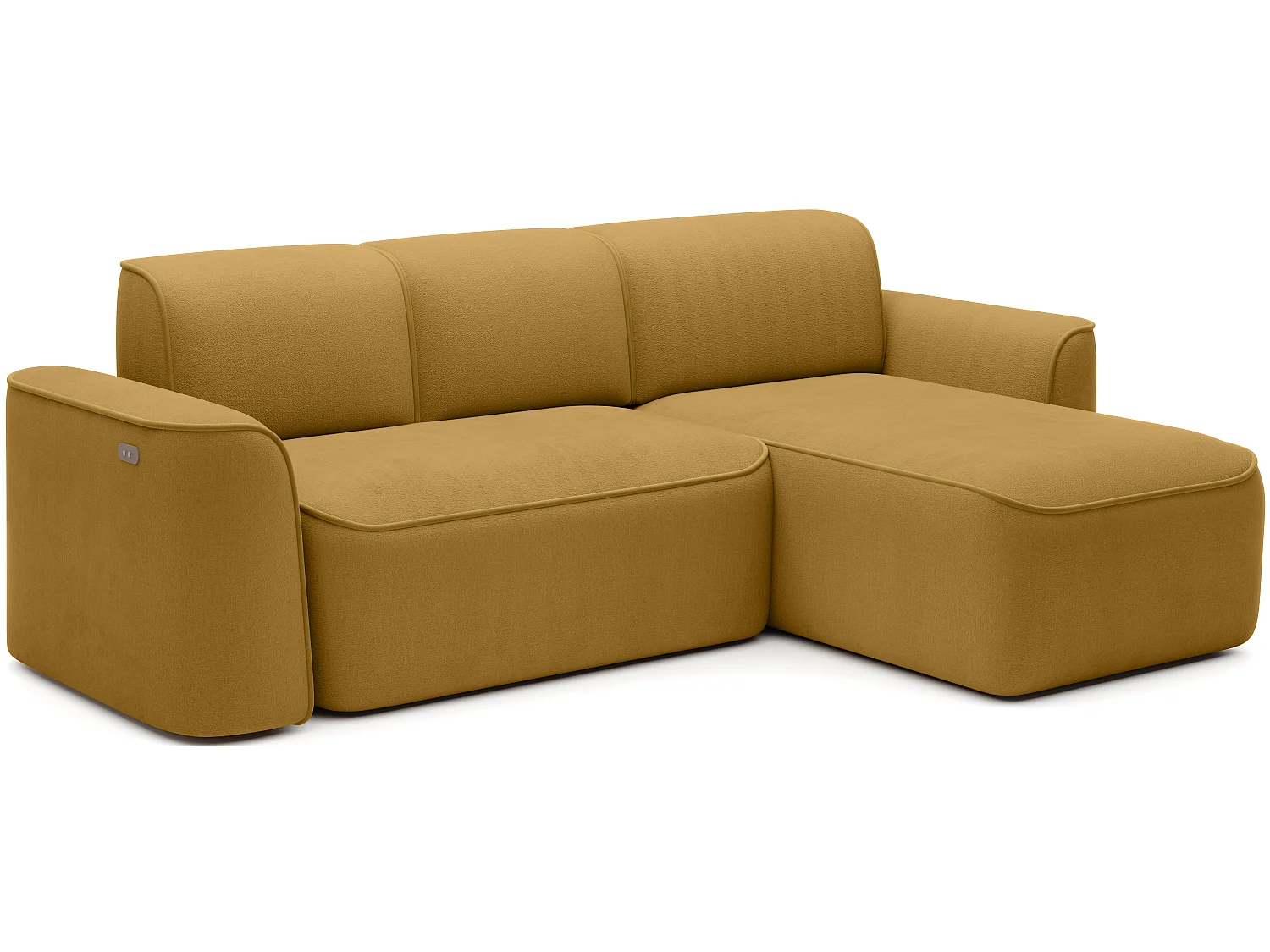 Canapé d’angle relax électrique DUMAS en tissu – 287cm-Jaune moutarde-angle droit