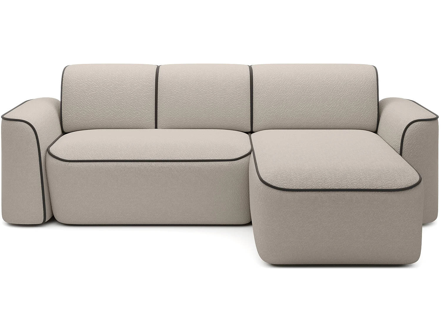 Sofá esquinero eléctrico de tela DUMAS - Innovación en bienestar-Beige/Marrón-Ángulos rectos