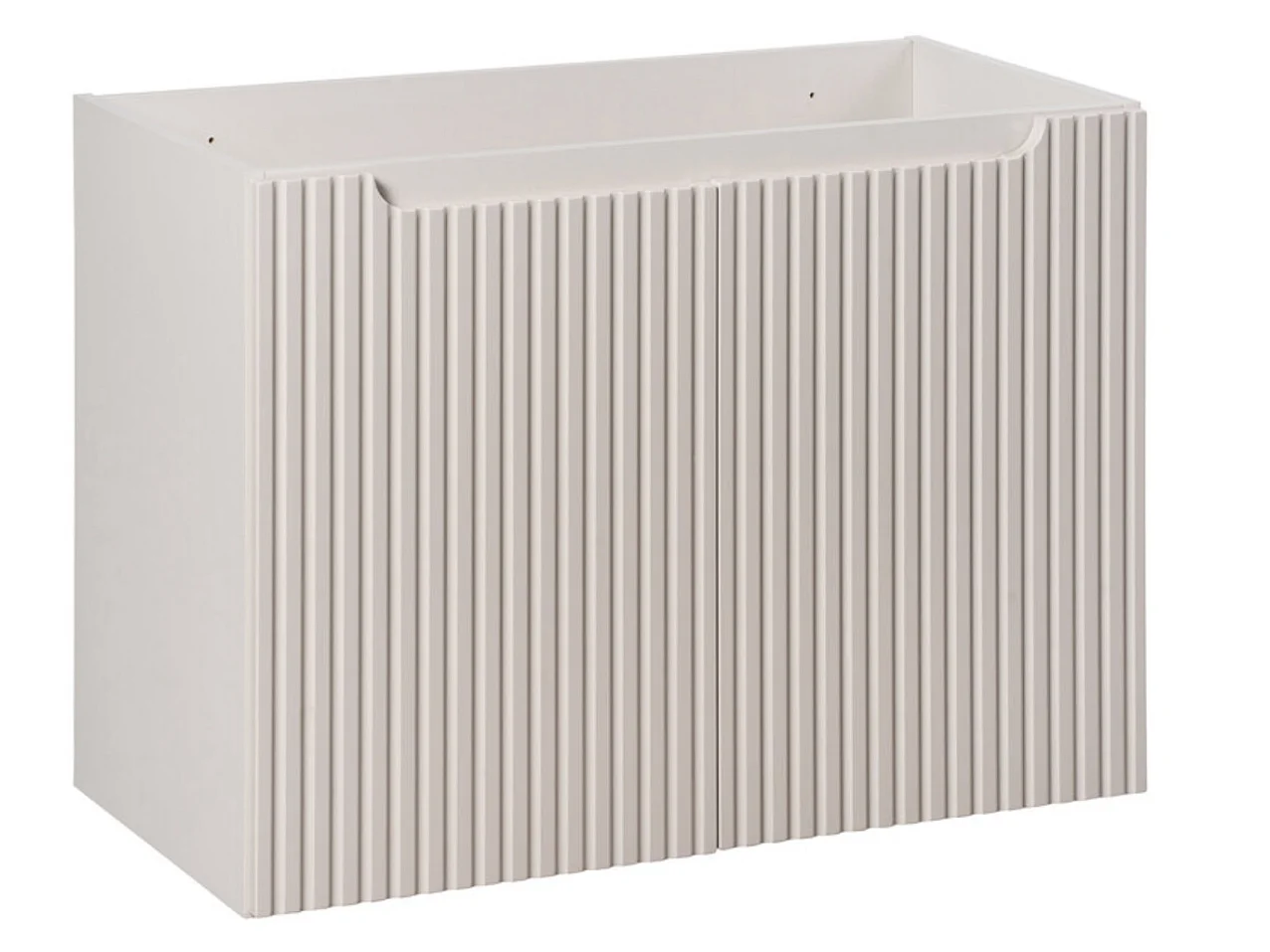Ensemble meuble salle de bain 140cm NOVA suspendu – Double vasque ovale blanche, plan et rangements-Taupe/Naturel