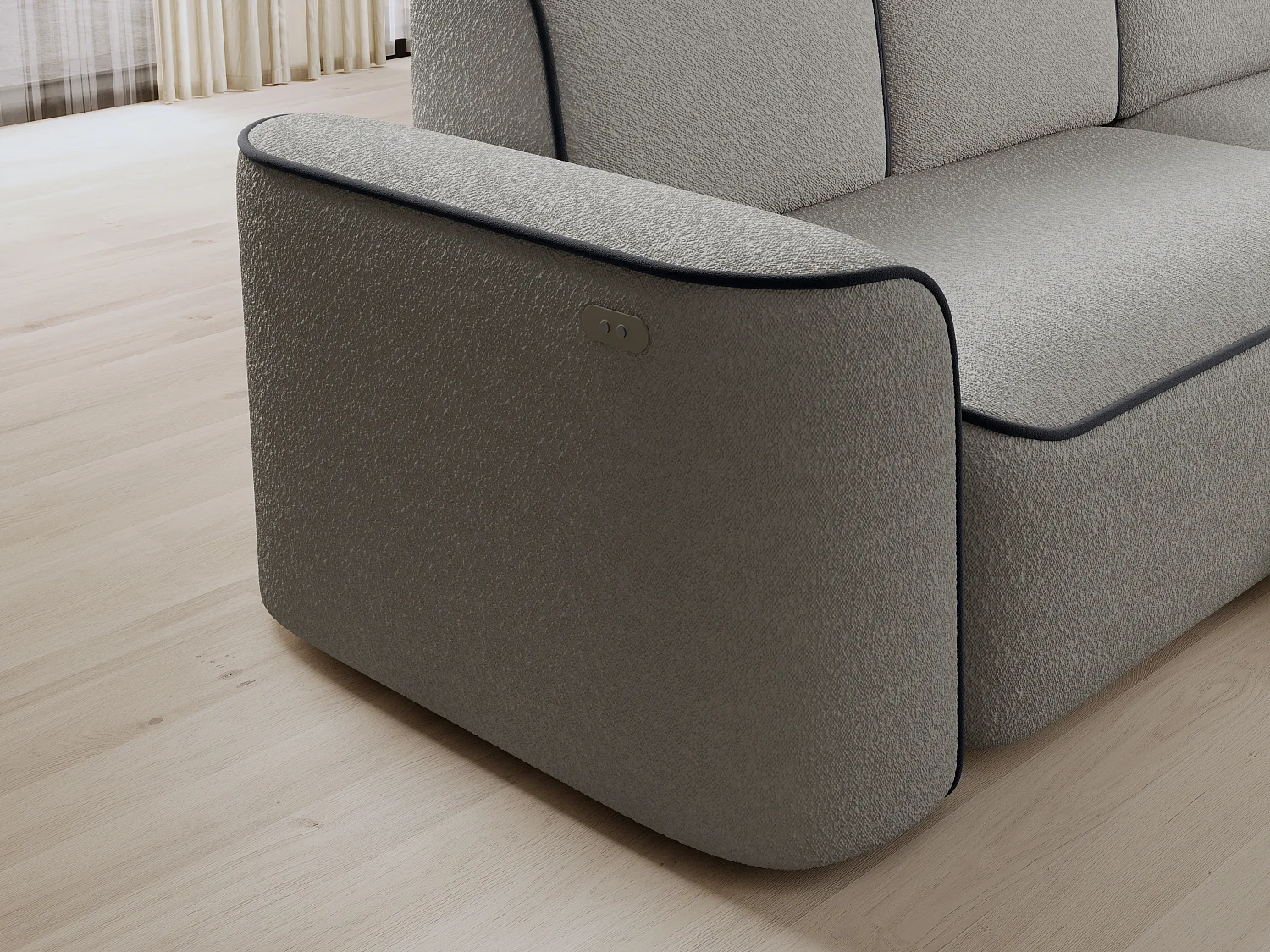 Canapé d’angle relax électrique DUMAS en tissu – 287cm-Gris/Gris foncé-angle droit
