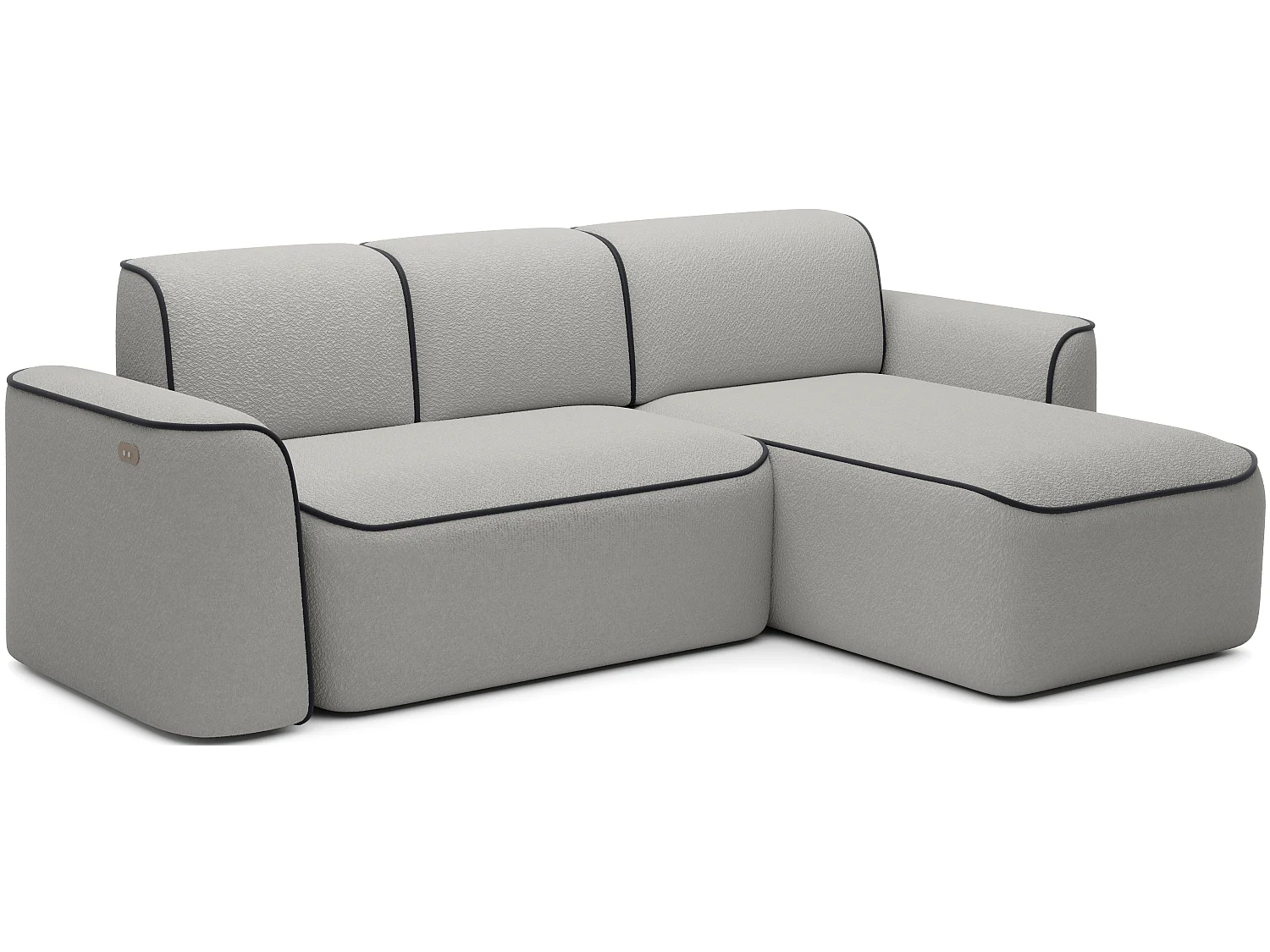 Canapé d’angle relax électrique DUMAS en tissu – 287cm-Gris/Gris foncé-angle droit