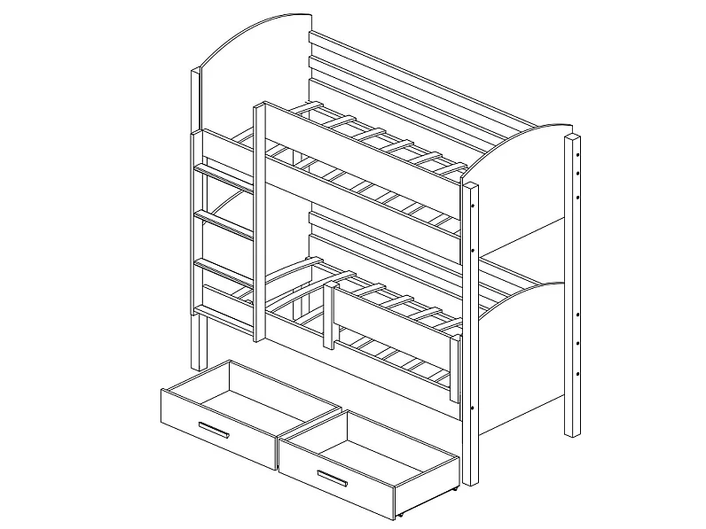 Lit superposé MOLI avec tiroirs – Fonctionnalité, sécurité et gain de place-Chêne artisan-80x180