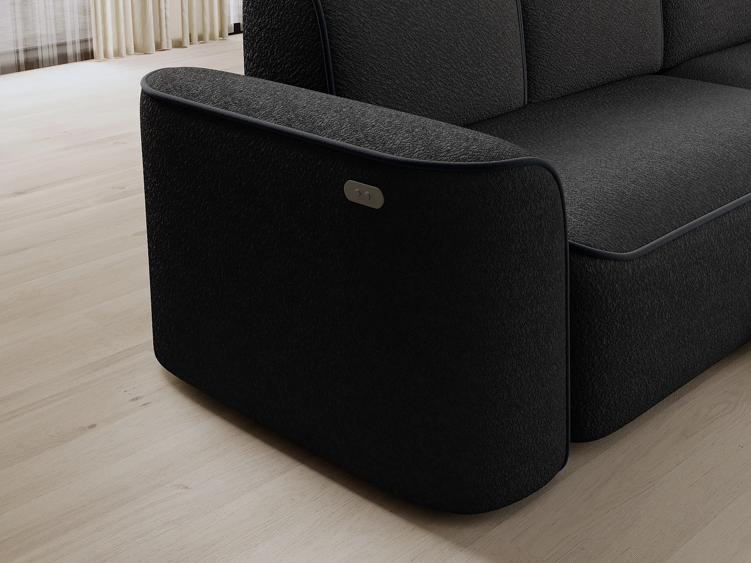 Canapé d’angle relax électrique DUMAS en tissu – 287cm-Gris foncé-angle droit
