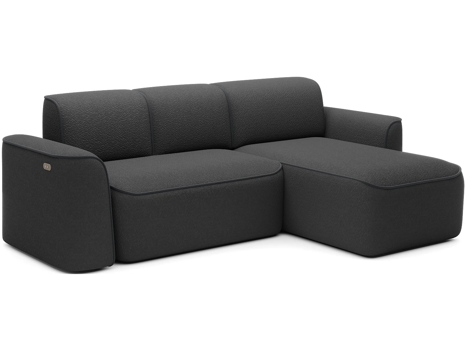 Canapé d’angle relax électrique DUMAS en tissu – 287cm-Gris foncé-angle droit