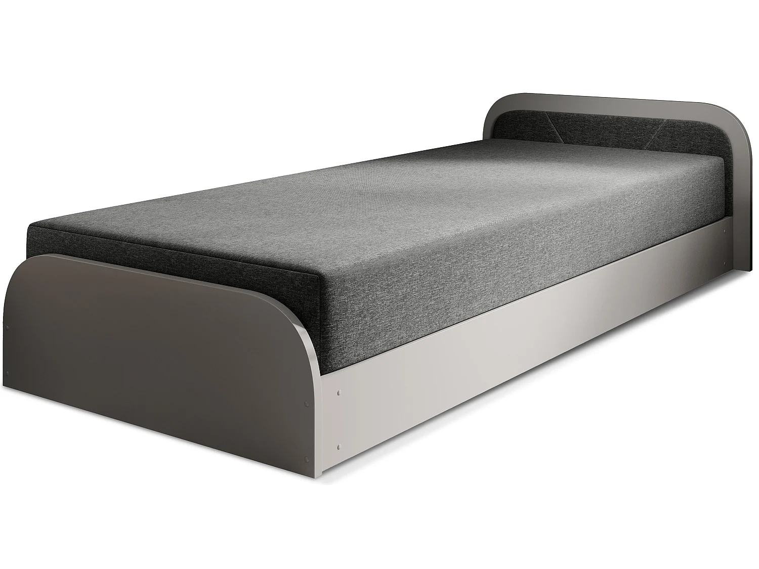 Lit 1 place avec coffre de rangement Parko – Confort et Praticité-Gris/Gris chiné-Modéle Coté gauche