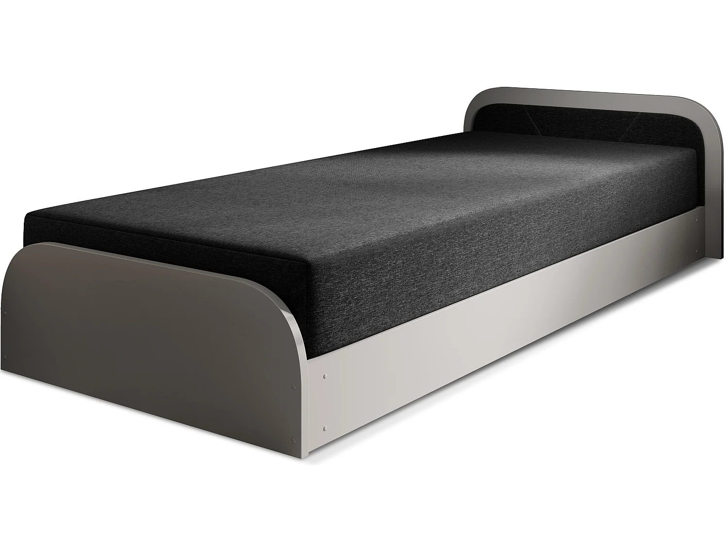 Lit 1 place avec coffre de rangement Parko – Confort et Praticité-Gris/Noir-Modéle Coté gauche