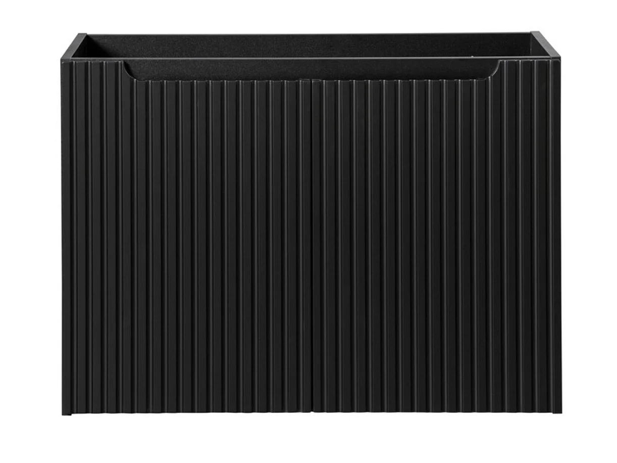 Ensemble meuble salle de bain suspendu noir NOVA 140cm – Double vasque ovale blanche, plan, rangements