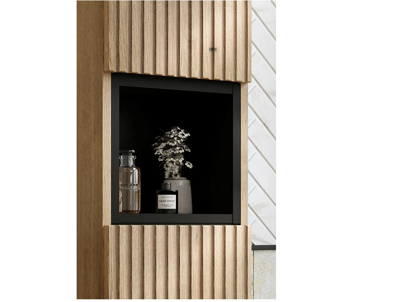 Columna de baño mural NOVA de 30 cm de altura – Armario de pared de diseño moderno-Natural