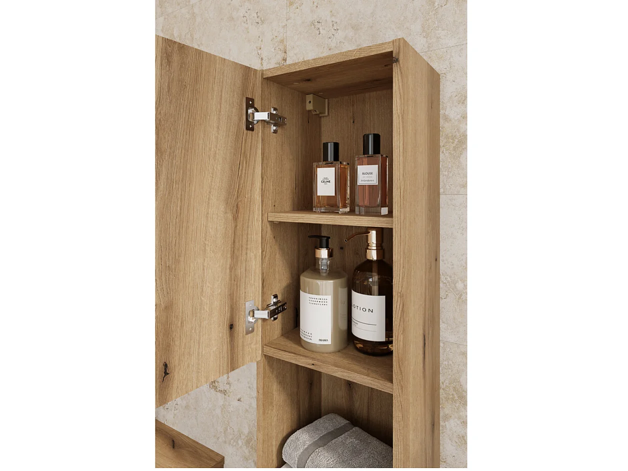 Columna de baño mural NOVA de 30 cm de altura – Armario de pared de diseño moderno-Natural