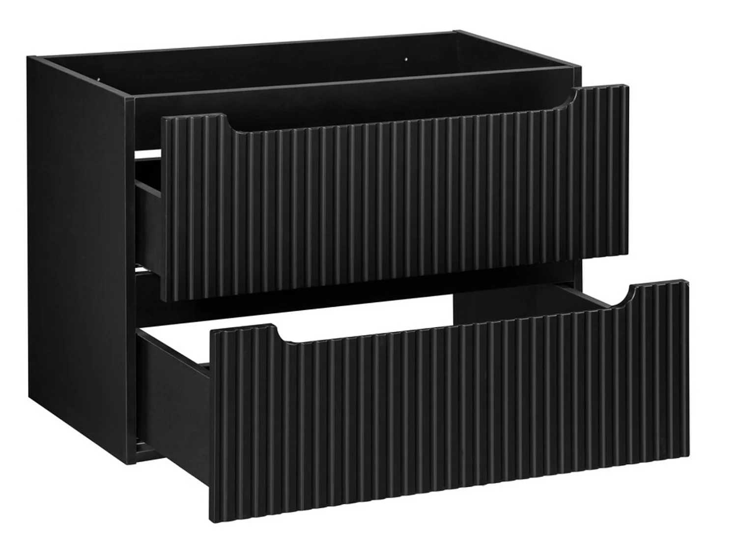 Meuble sous vasque suspendu 2 tiroirs avec plan NOVA-Noir-Plateau Noir-Largeur 60 cm