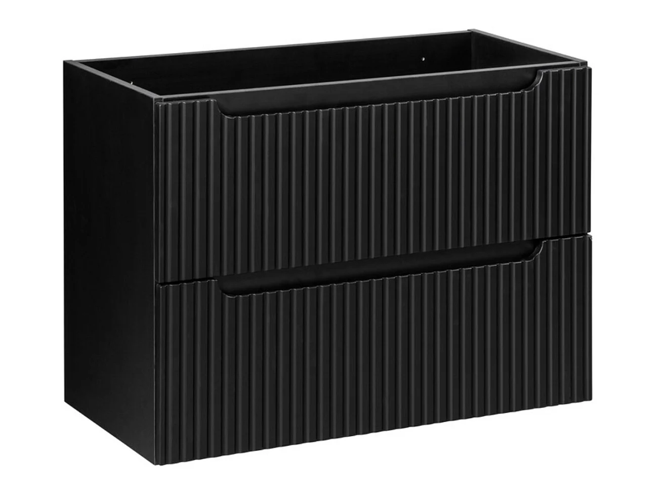 Meuble sous vasque suspendu 2 tiroirs avec plan NOVA-Noir-Plateau Noir-Largeur 60 cm