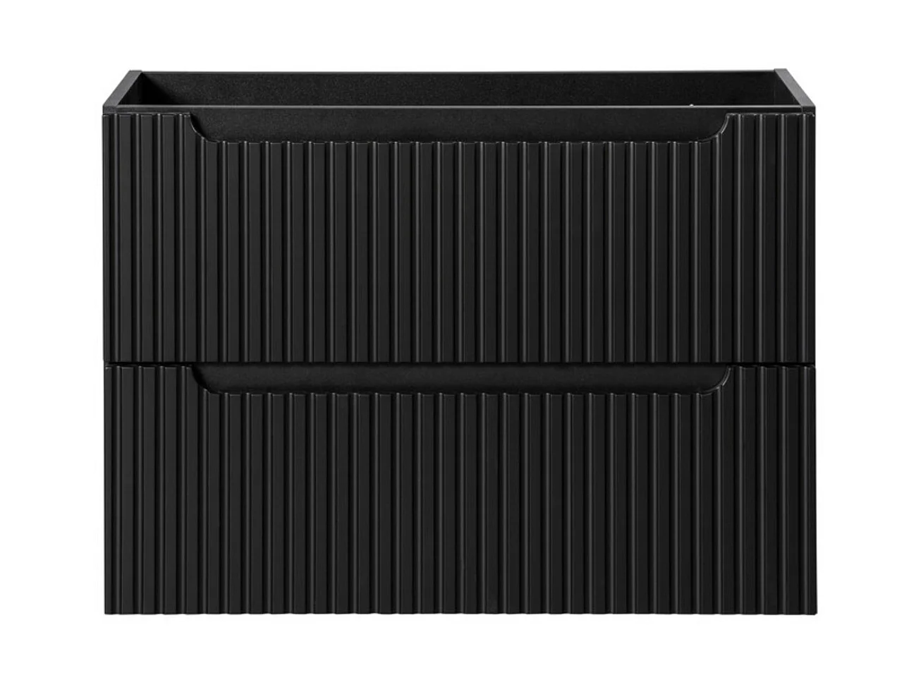 Meuble sous vasque suspendu 2 tiroirs avec plan NOVA-Noir-Plateau Noir-Largeur 60 cm