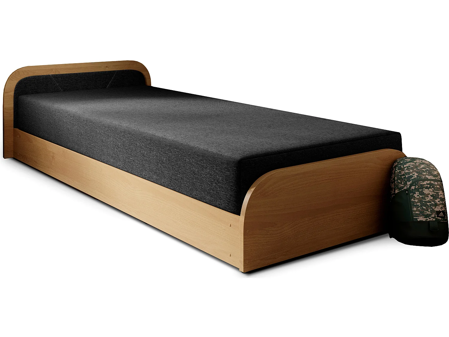Lit 1 place avec coffre de rangement Parko – Confort et Praticité-Marron/Noir-Modéle Coté droit