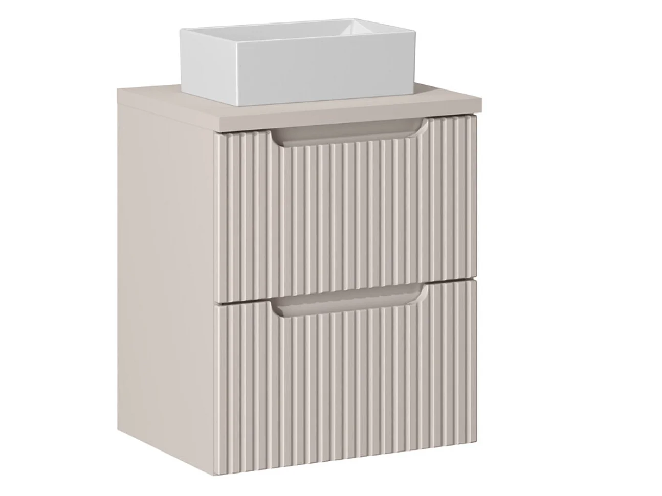 Meuble salle de bain suspendu 2 tiroirs NOVA 50cm avec vasque GAJA – Élégance minimaliste et gain de place-Taupe