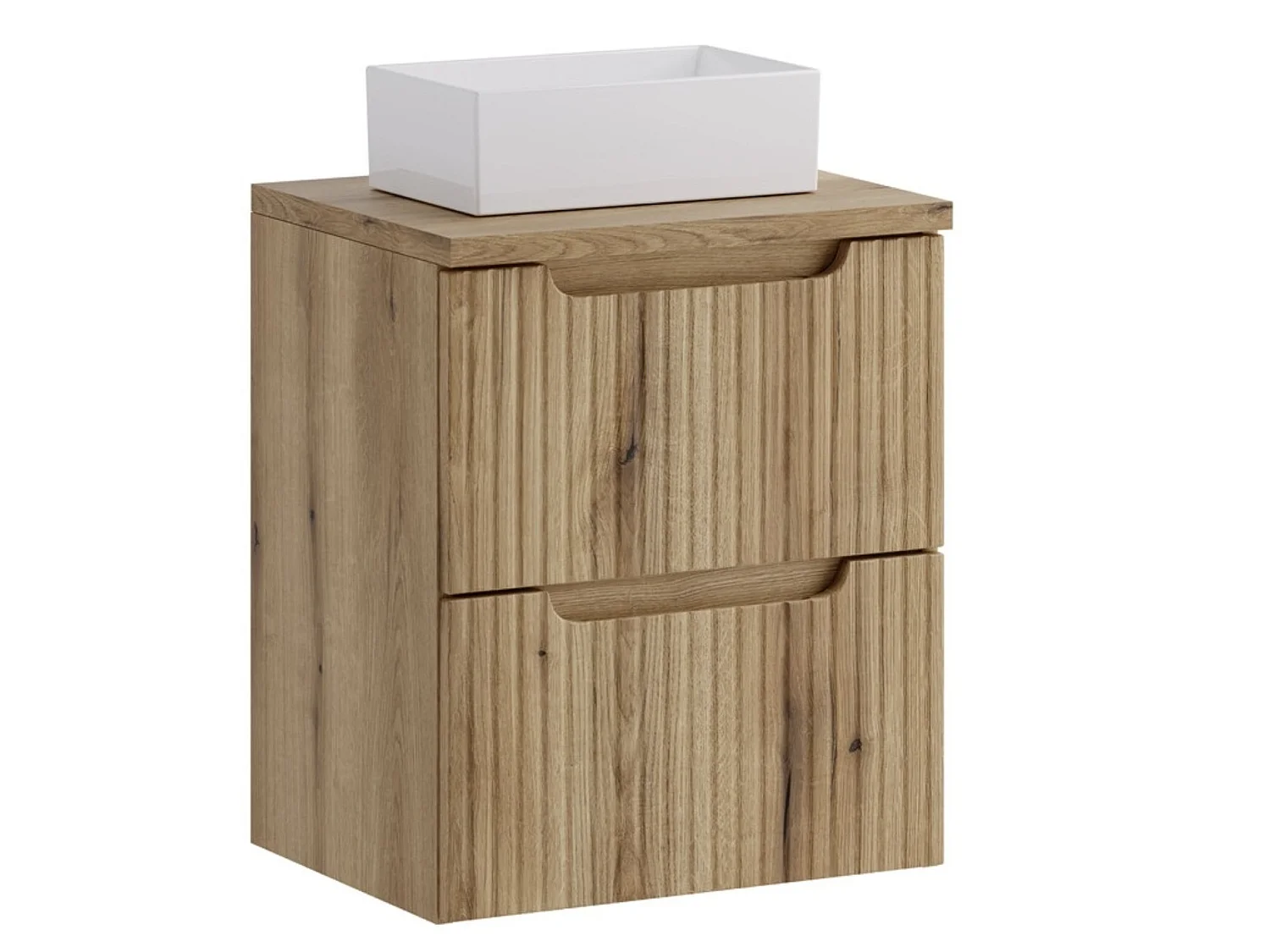Meuble salle de bain suspendu 2 tiroirs NOVA 50cm avec vasque GAJA – Élégance minimaliste et gain de place-Taupe