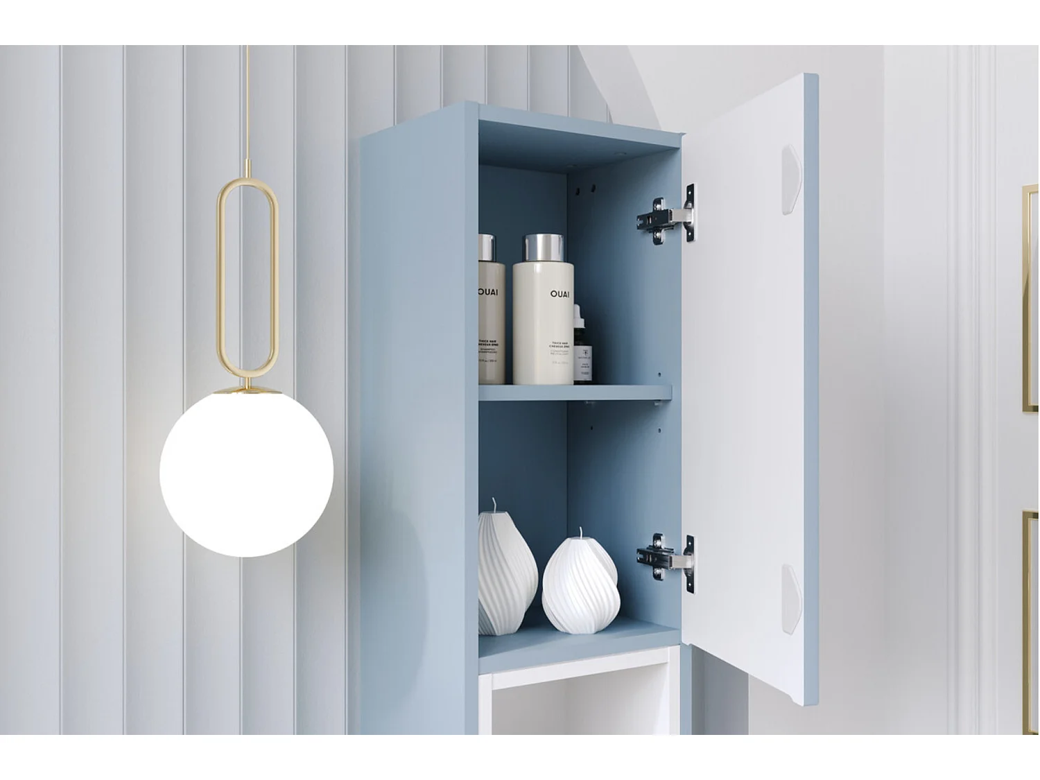 Columna de baño mural NOVA de 30 cm de altura – Armario de pared de diseño moderno-Azul