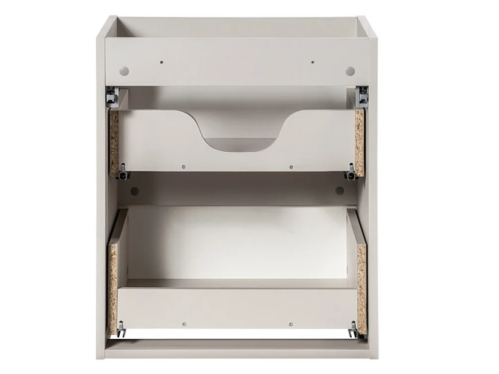Meuble salle de bain suspendu 2 tiroirs NOVA 50cm avec vasque GAJA – Élégance minimaliste et gain de place-Taupe/Naturel