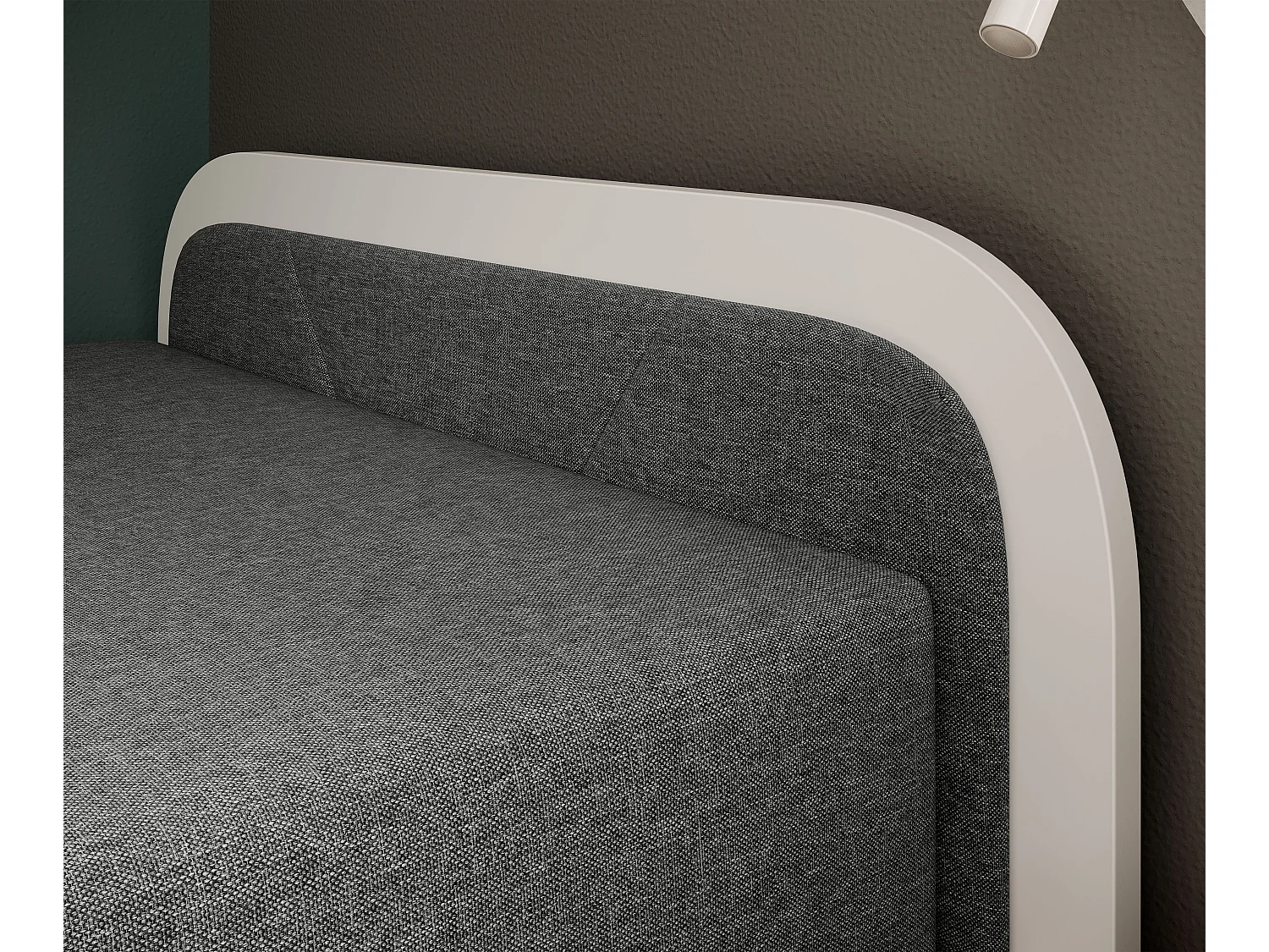 Lit 1 place avec coffre de rangement Parko – Confort et Praticité-Blanc/Gris chiné-Modéle Coté gauche