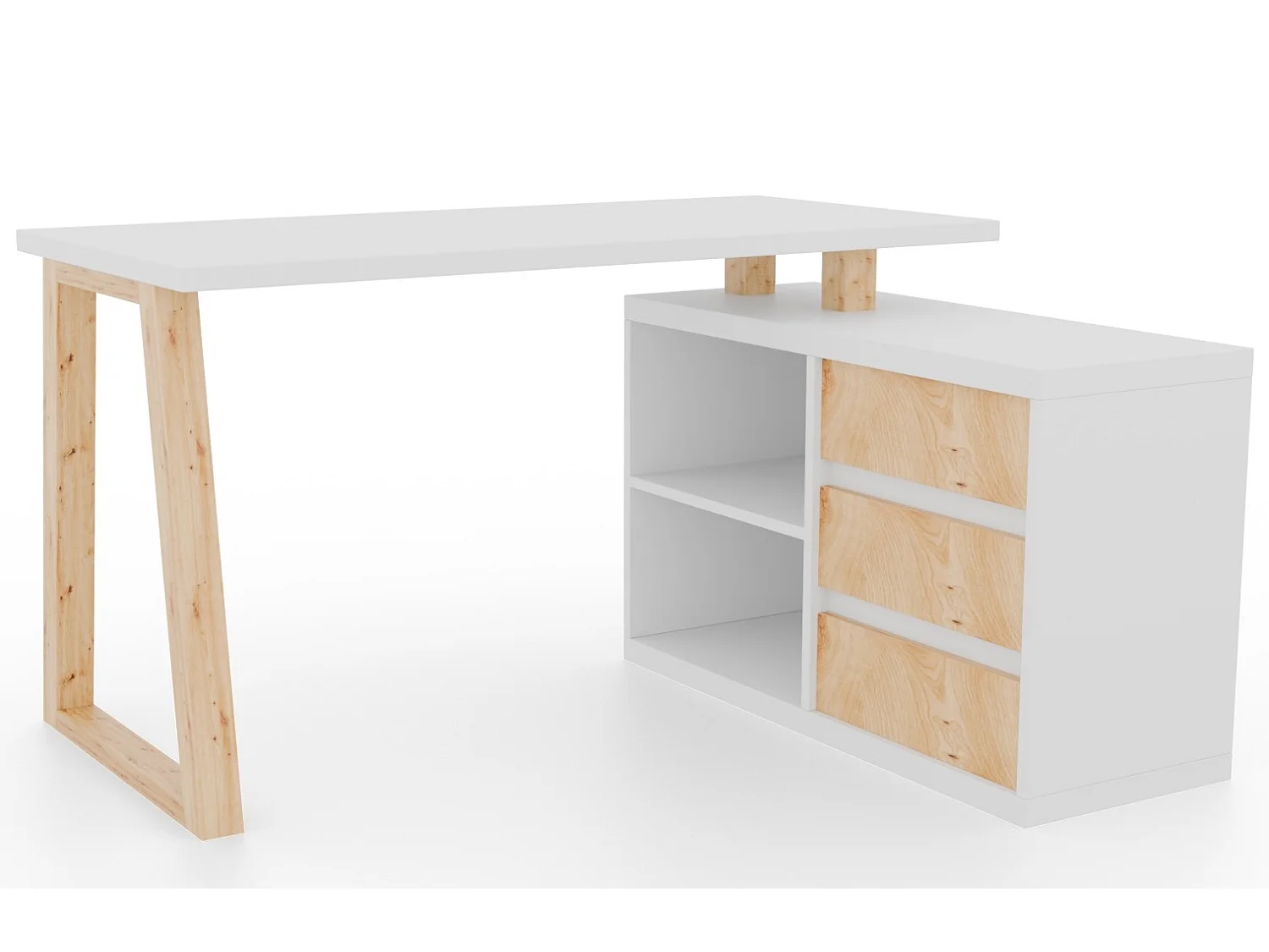 Bureau d’angle WOKY – Rangement intelligent-Blanc