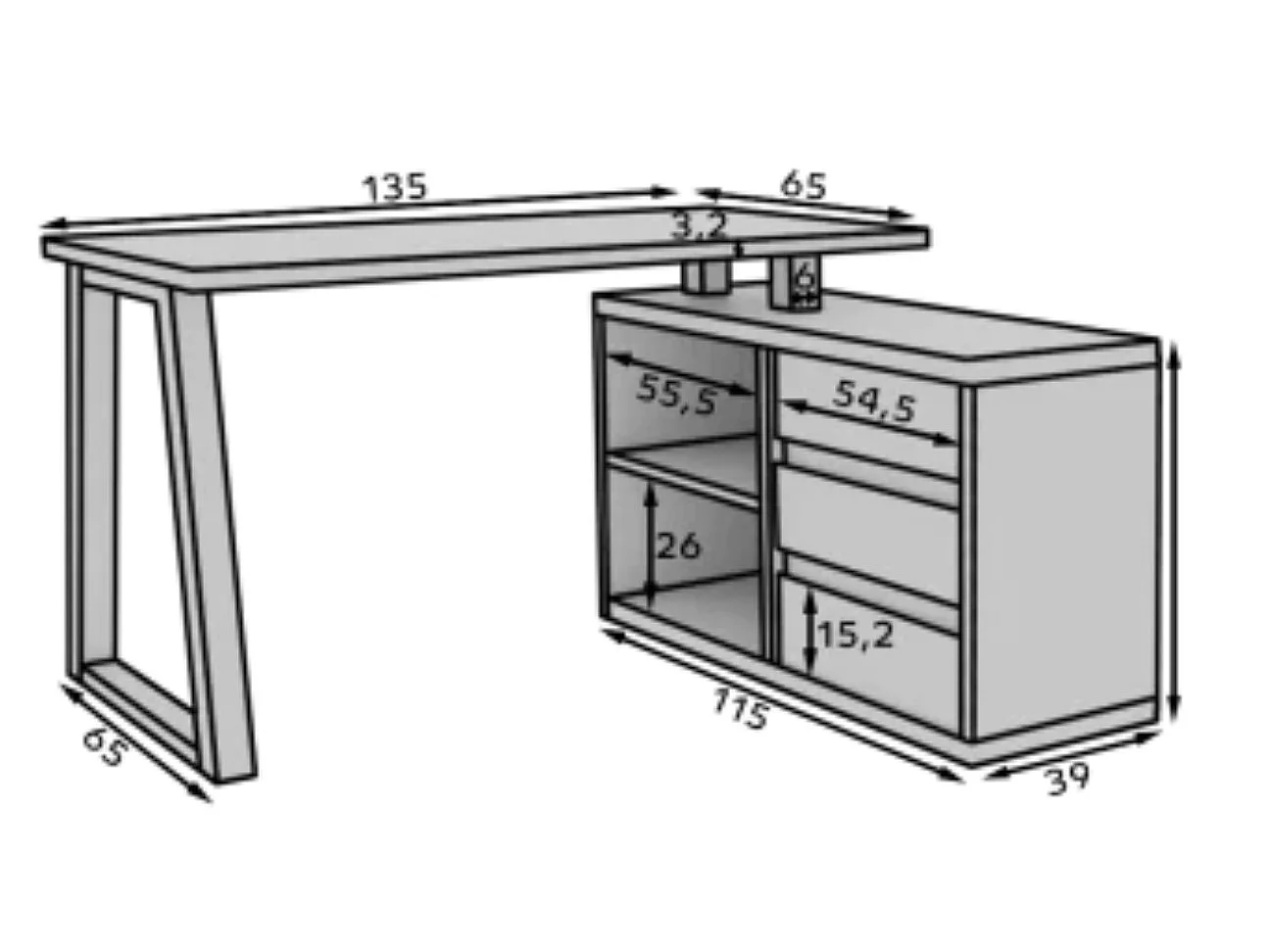 Bureau d’angle WOKY – Rangement intelligent-Blanc