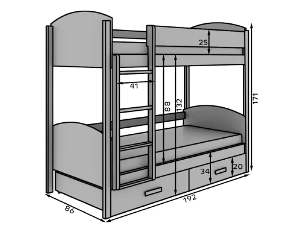 MOLI stapelbed met lades – Functionaliteit, veiligheid en ruimtebesparing-Wit-80x180cm